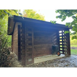 OGRODOWY DOMEK "HIACYNT" DREWNIANY 16 M2 Z DREWUTNIĄ