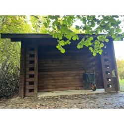 OGRODOWY DOMEK "HIACYNT" DREWNIANY 16 M2 Z DREWUTNIĄ