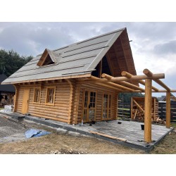 DOM Z BALI DREWNIANYCH - DOMEK Z BALI LETNISKOWY/CAŁOROCZNY 35m2 + PODDASZE