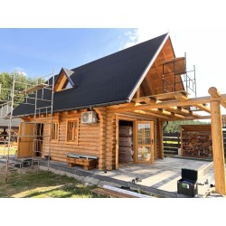 DOM Z BALI DREWNIANYCH - DOMEK Z BALI LETNISKOWY/CAŁOROCZNY 35m2 + PODDASZE