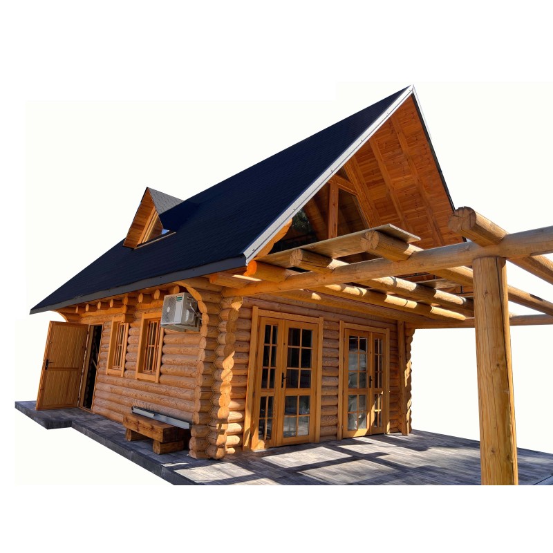 DOM Z BALI DREWNIANYCH - DOMEK Z BALI LETNISKOWY/CAŁOROCZNY 35m2 + PODDASZE